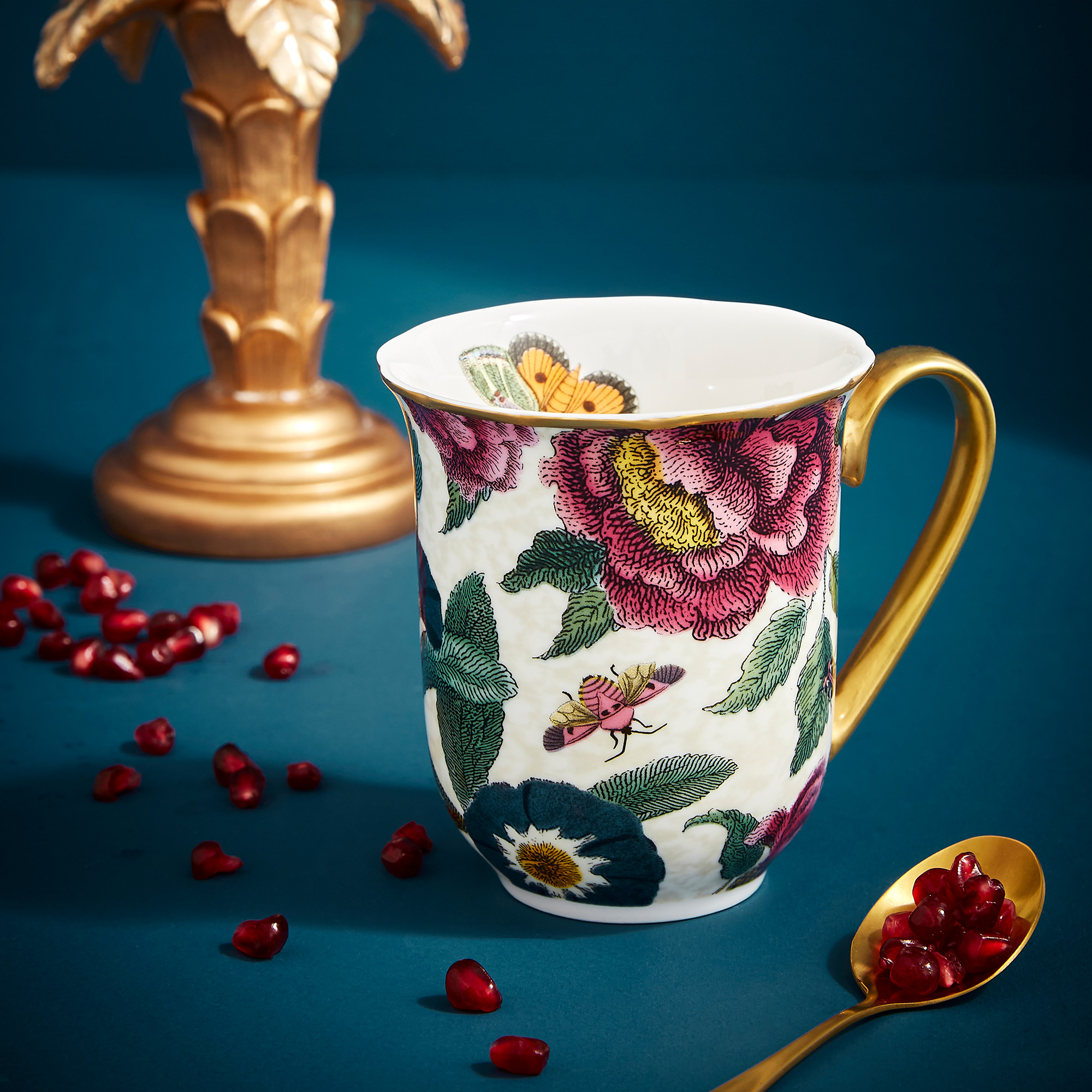 Creatures of Curiosity  Cream Floral 12 Ounce Mug image number null